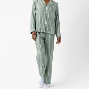 Cozy earth stripe  Woven Long Sleeve Pajama Set